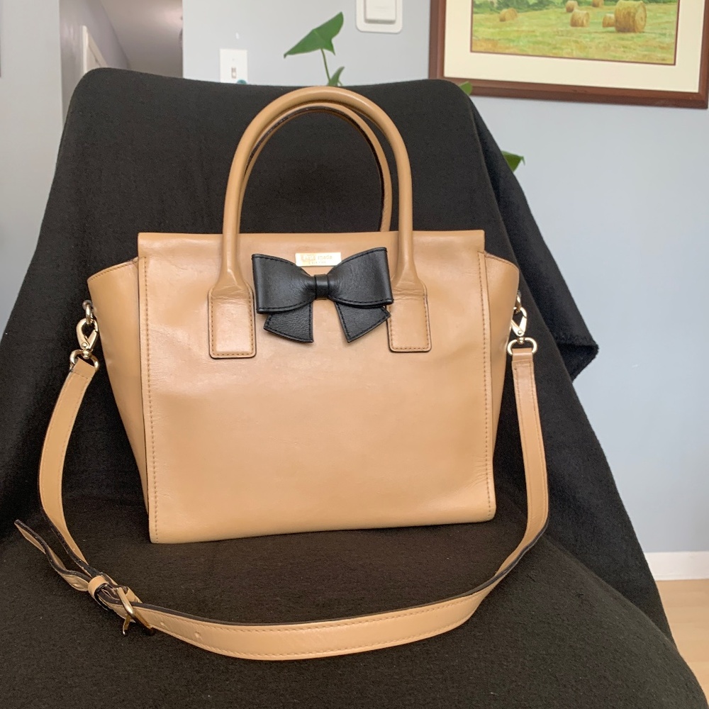 Kate Spade Charee Bow Satchel | Camel Leather Quiet Luxury Old Money Handbag